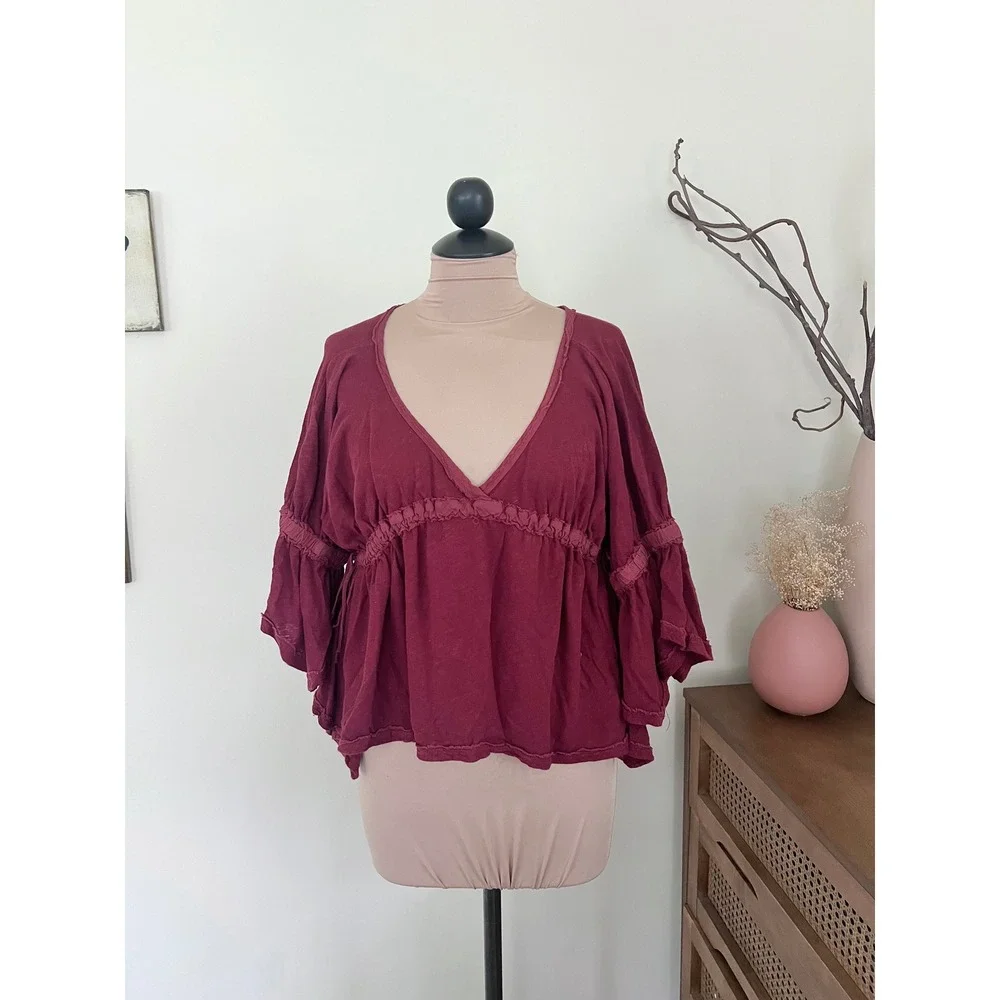 Free People Ruffle Sand Storm Blouse